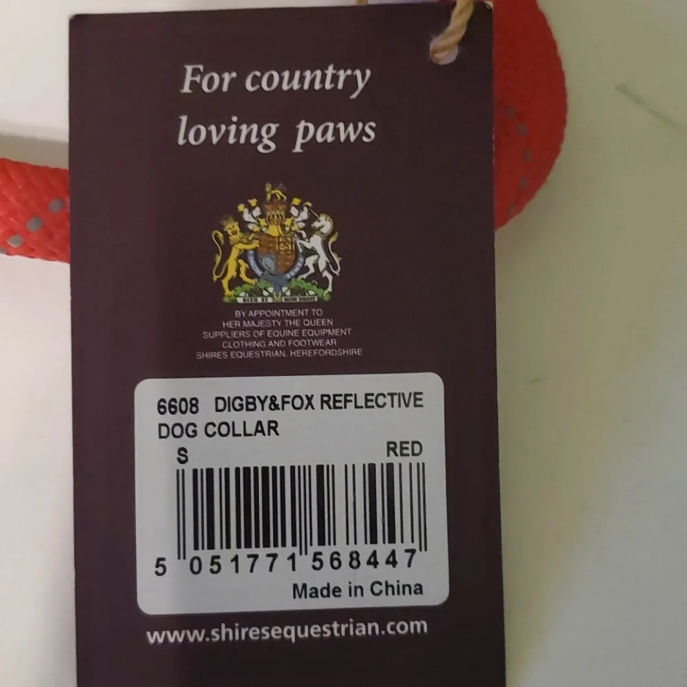 New Digby&Fox red reflective dog collar